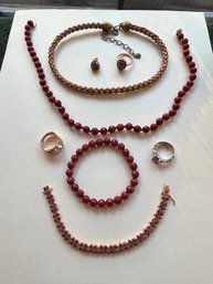 Rhodolite, Pearl, Pink Gold Finish On Sterling Silver