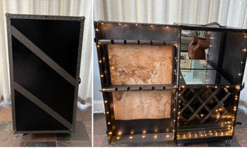 Fabulous Upcycled Vintage Trunk Lighted Bar Cart