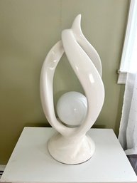 Harris Style Ceramic Table Lamp & Faux Plant In White Planter