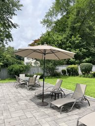Pair Of Chaise Lounge Chairs & Sunbrella Umbrella