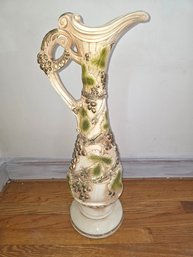 Vintage MCM Large 27' Ceramic Ewer Decorative Pitcher