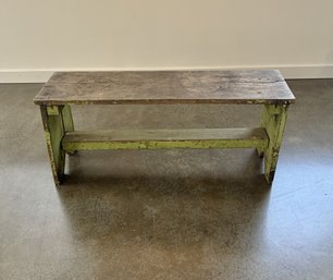 Vintage Rustic Wooden Bench Painted Green