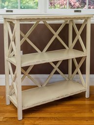 Painted Open Bookcase With Vintage Cream Finish And Distressed Edges