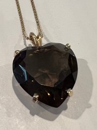 Smoky Quartz In 14 Kt, With 20' 14 Kt 's' Chain