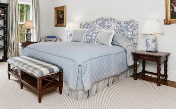 Blue And White Quilted Polka Dot King Size Bedding