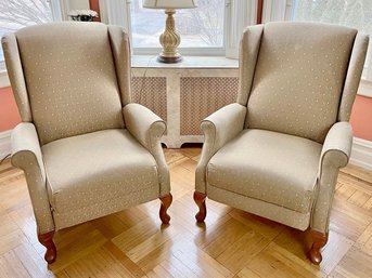 Pair Of La Z Boy Reclining Wing Back Chairs