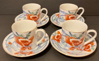 Flora, Takahashi San Francisco, Demi Tasse Set, Hand Decorated