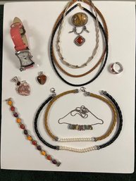 Leather, Pearls, Beads, And Baubles, Sterling,