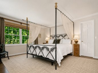 Designer Mario Villa Custom Hand-hammered Palm Leaf Wrought Iron Canopy Bed With Gold Leaf Pineapple Finials