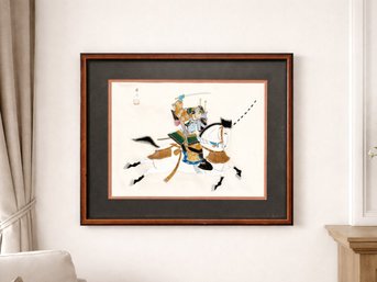 Japanese Samurai On Horseback Artwork On Silk - Westport
