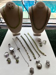 Peridot And Sterling In Goldtone, With A Very Generous Lot,