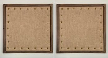 Pair Of Nail Head Trimmed Linen Bulletin Boards