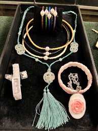 Freshwater Pearls, Mother Of Pearl, Sterling, Leather With Pearl Center, Jade