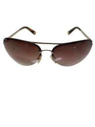 Michael Kors Aviator Sunglass With Gradient Brown Tinted Lenses, Rimless, Drill Mount