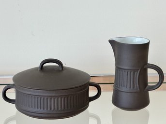 MCM Dansk 'Flamestone' Sugar Bowl & Creamer - Made In Denmark - Jens Quistgaard Design