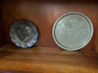 Two Vintage Metal Decorative Trays