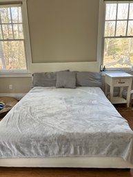White Faux Leather Queen Bed Frame With Headboard