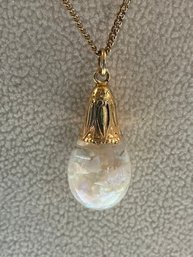 Vintage Horace Welch 14kt Y/g Floating Opal Pendant, On Gold Filled Chain