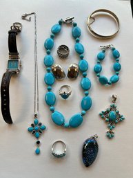 Sterling, Turquoise, Watch, Bangle, Rings, Earrings And More