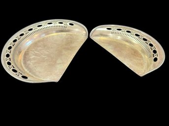 Pair Of Meriden Silver Plate Crumb Trays