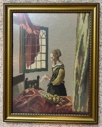Frame Handmade Needlepoint Of A Woman