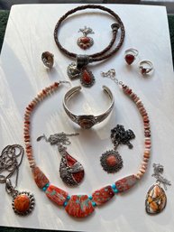 Southwest Turquoise And Coral, Sterling And More, Wonderful Lot, Bright And Colorful, Super Pieces