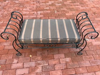 Iron Scroll Bench, With Cushion,
