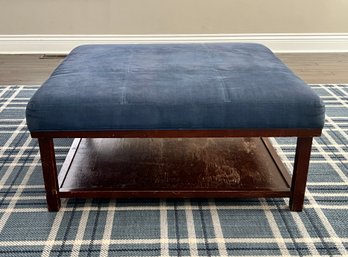 Large Blue Upholstered Ottoman