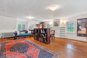 Set Of 2 Modular Mahogany Tone Library Wall Multi-Section Open Shelving Unit 44'H