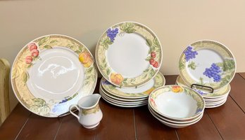 Gibson Everyday Dinnerware With Fruit & Floral Boarder