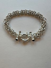 Sterling Silver Byzantine Rolled Bracelet, With Cabachon Black Onyx  Ends Weighs 11.6 Dwt