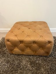 Button Tuffed Leather Ottoman