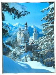 Vintage Framed Large Poster Of Neuchwanstein Castle In Winter