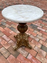 Italian Marble Top Table With Gilt Wood Base, Highly Carved