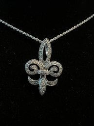Fleur-de-lis Pendant, Never Worn, Sterling And Diamonds