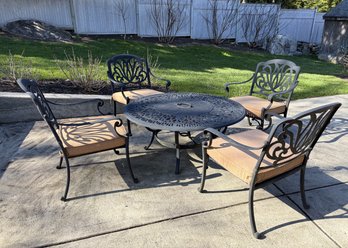 Cast Iron Patio Coffee Table & 4 Chairs