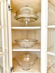 Pedestaled Cake Platter With Lid, 3 Glass Bowls