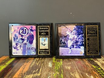 NFL Joe Namath & Pittsburgh Pirates Roberto Clemente Collector Plaques