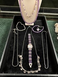 Sterling Silver, With Amethyst And Pearls