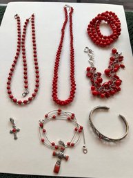 Red Carnelian, Crosses, Bracelets, Necklace