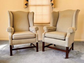Pair Of Ethan Allen 'Traditional Classics' Wingback Armchairs