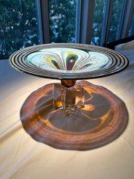 Henry Levine Art Glass Compote-Hand Blown, Highly Collectible