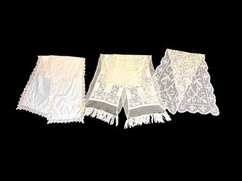 Four Vintage Hand Crocheted Table Runners