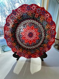 Hand Made, Hand Painted Charger, Vibrant And Colorful
