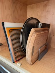 Two Wooden Cutting Boards, One Large Plastic Board & Assortment Of Lightweight Cutting Boards