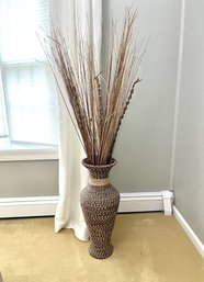 Decorative Basketweave Vase With Ornamental Grass