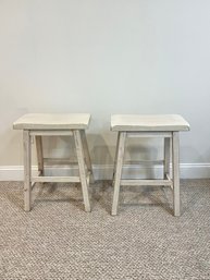 White Wash Wooden Stools