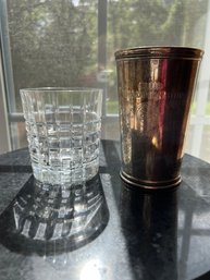 Tiffany & Co., 'PLAID' Pattern Rock Glass, Sterling Silver Large Drinking Glass # 895L
