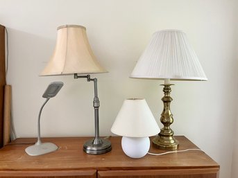 Adjustable Desk Lamp, Brass & Nickel Lamps & One Ceramic Table Lamps