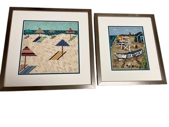 Needlepoint Framed Scenes From Sag Harbor